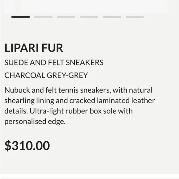 NWT VOILE BLANCHE LIPARI Charcoal Grey Fur Suede and Felt Sneakers - Picture 6 of 16